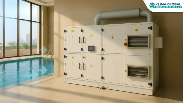 Pool Dehumidifier Supplier installing package-type pool dehumidifier for GCC indoor swimming pool