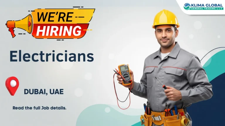 Now hiring: Electrician in Dubai for Klima Global General trading LLC