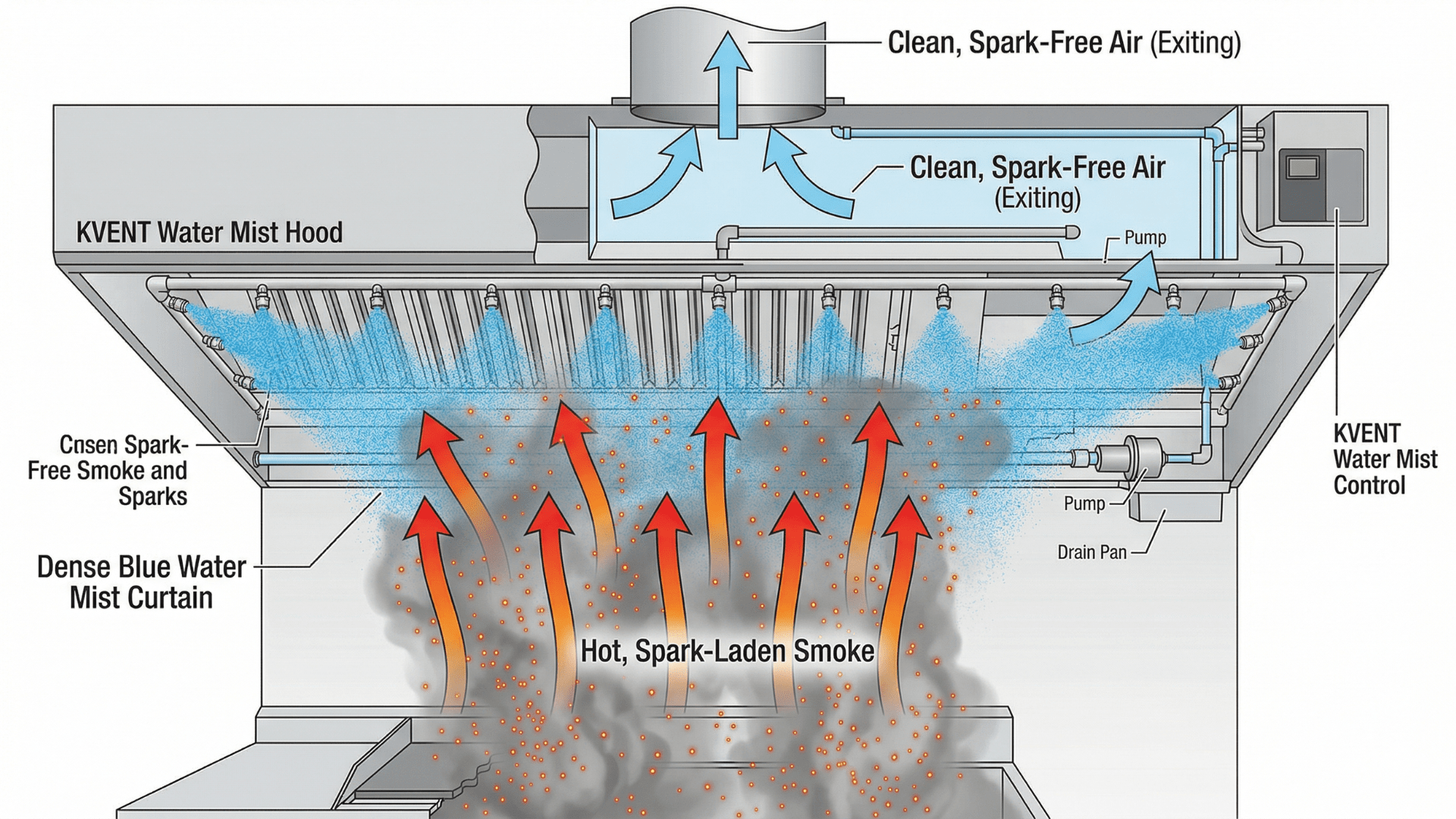 KVENT Water Mist Hoods: Active Spark Abatement