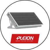 Pleion logo with an image of solar water heater unit.